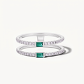 Double Accented Emerald Ring