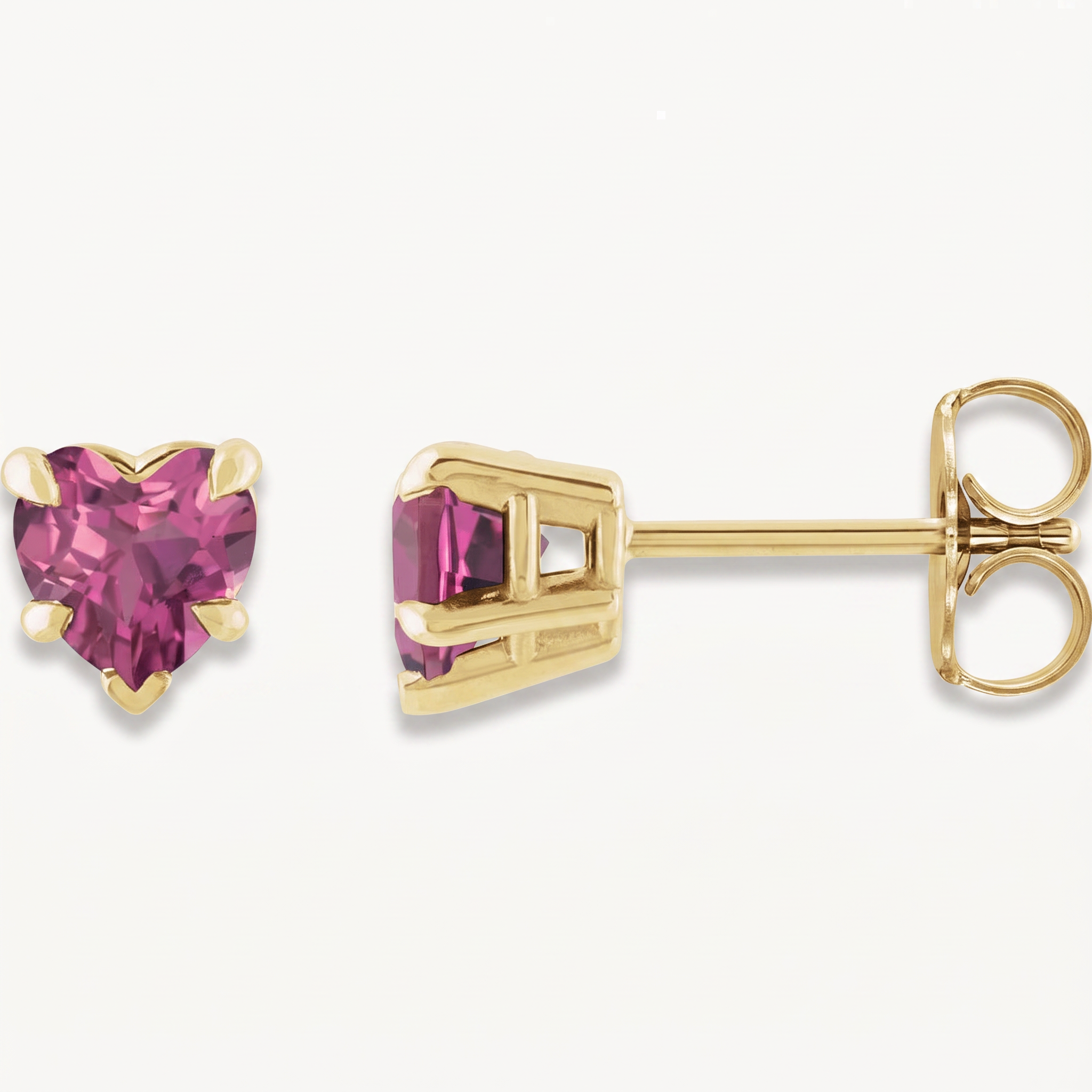 Twin Hearts Natural Pink Tourmaline Stud Earrings