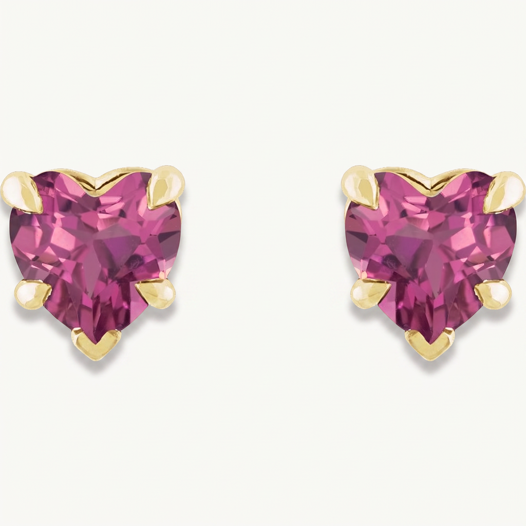 Twin Hearts Natural Pink Tourmaline Stud Earrings