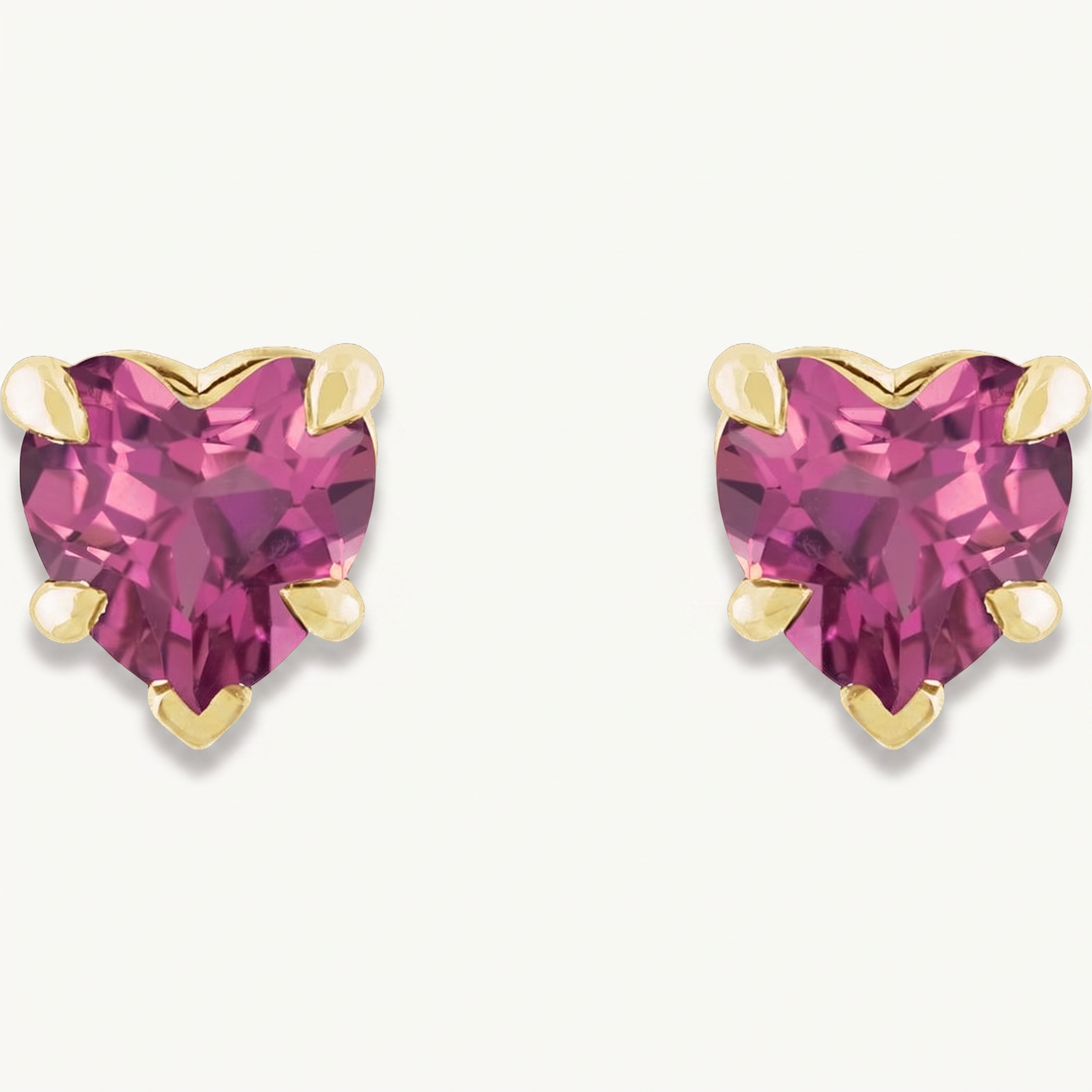 Twin Hearts Natural Pink Tourmaline Stud Earrings